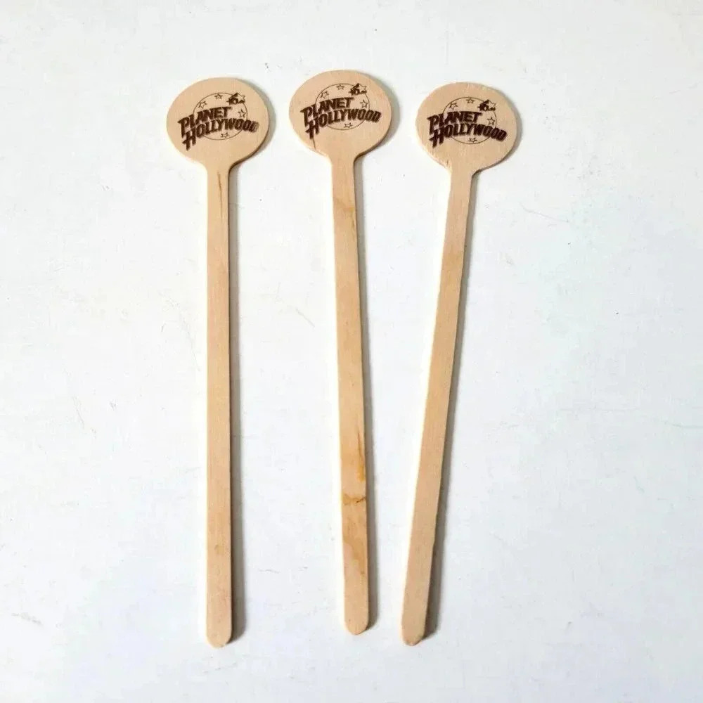 Planet Hollywood Guy Fieri Stirrers Set 3 Food Drink Sticks Wood Orlando Florida